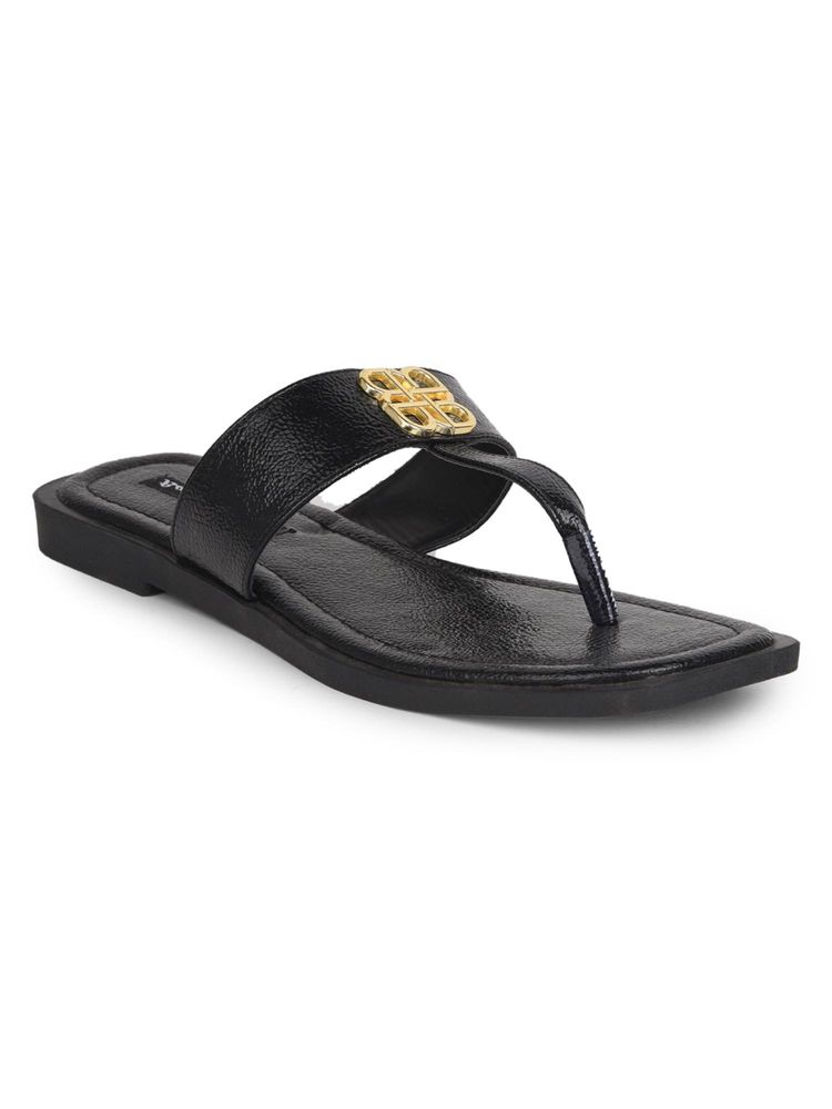 Bata Black Womens T-Strap Flats-picture-41