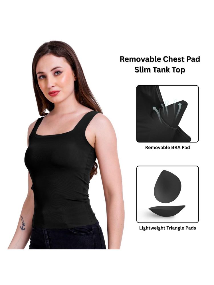CareDone Womens Black Padded Camisole with Built-In Support-picture-16