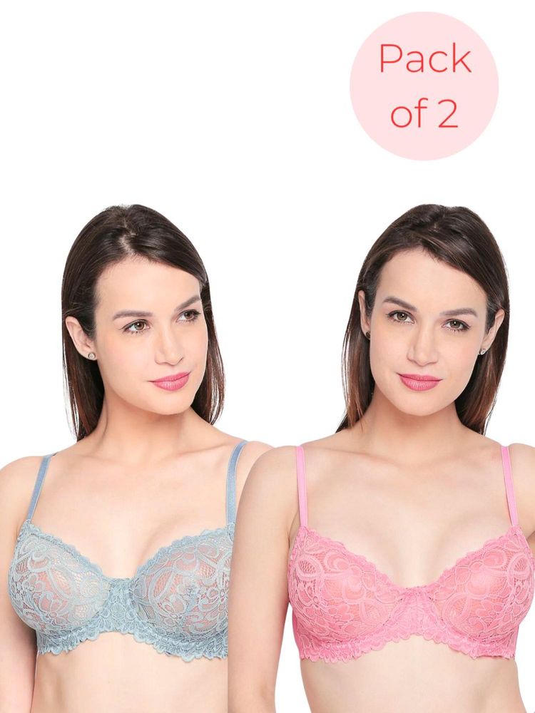 bodyline Skims Wired Low Demi Coverage Lace Bra (Pack of 2)-picture-8
