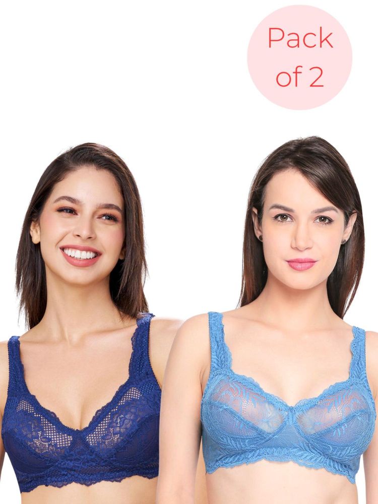 bodyline Romance Double Layered Non Wired Medium Coverage Lace Bra (Pack of 2)-picture-18