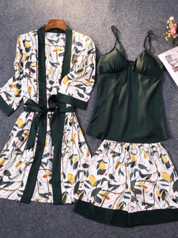 WomanLikeU Green 3-Piece Nightsuit-picture-20