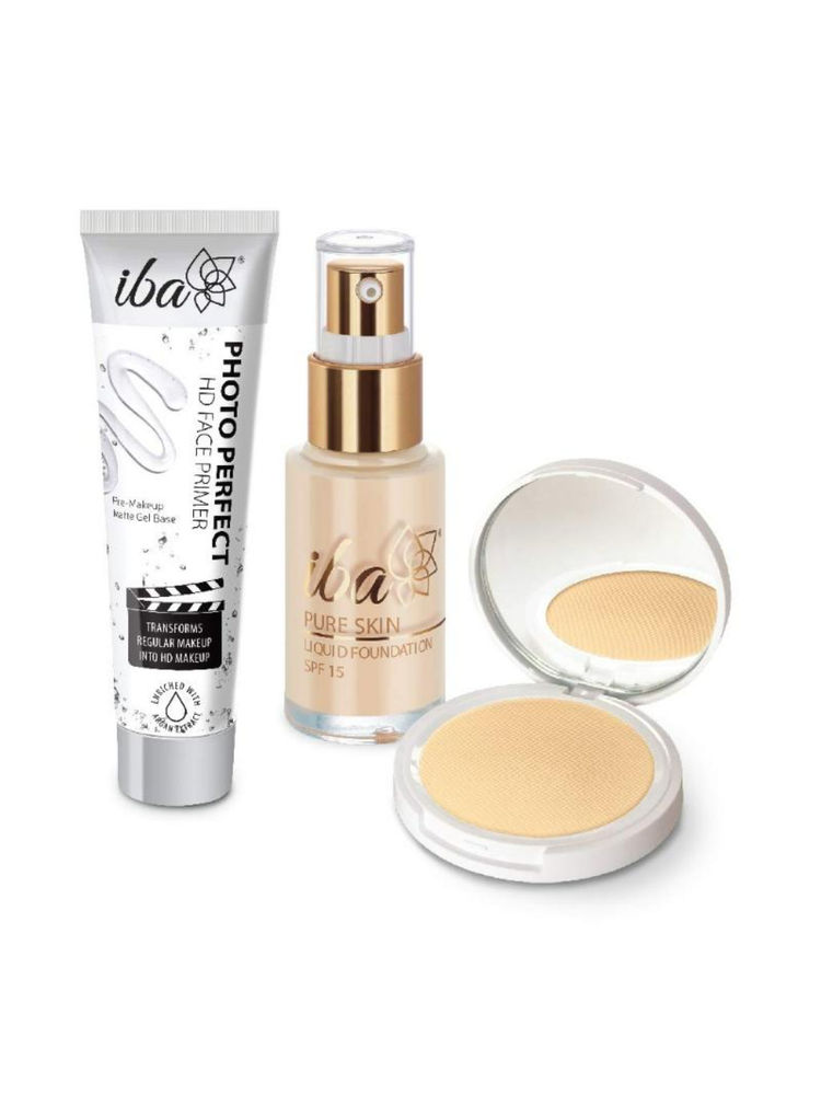 IBA Primer + Foundation + Compact Combo- Snow White-image-9