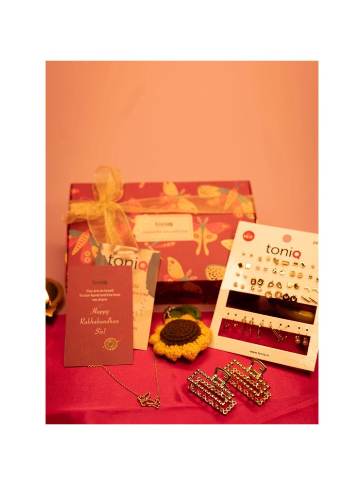 ToniQ Get Up And Slay Earrings With Necklace And Keychain Gift Box Set - Gold-image-24