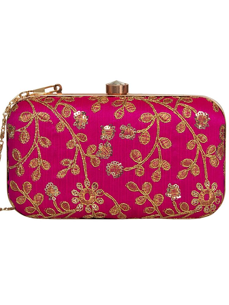 Parizaat By Shadab Khan Hot Pink Embellished Handmade Clutch-picture-10