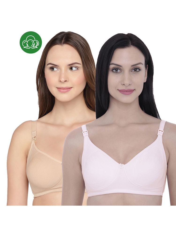 Inner Sense Organic Cotton Antimicrobial Nursing Bra Pack of 2 - Multi-Color-image-31