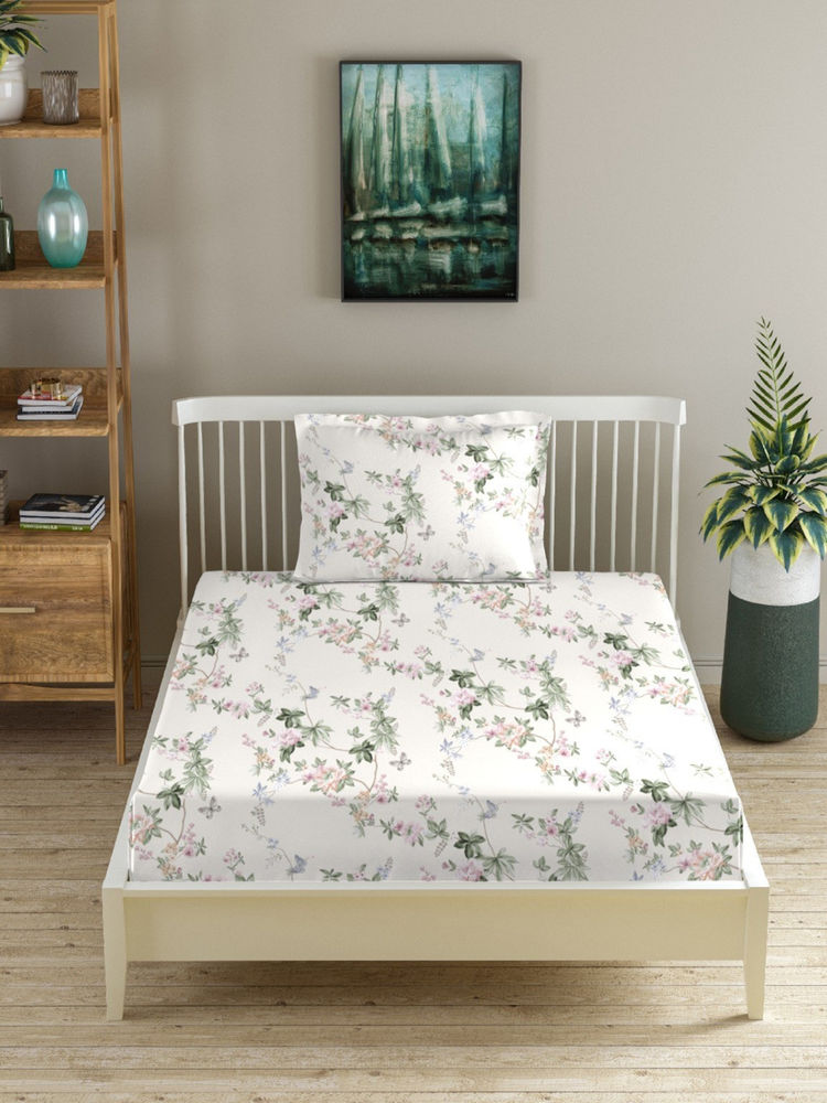 MORADO Premium Glace Cotton White Flat Bedsheet with 1 Pillow Cover-image-22