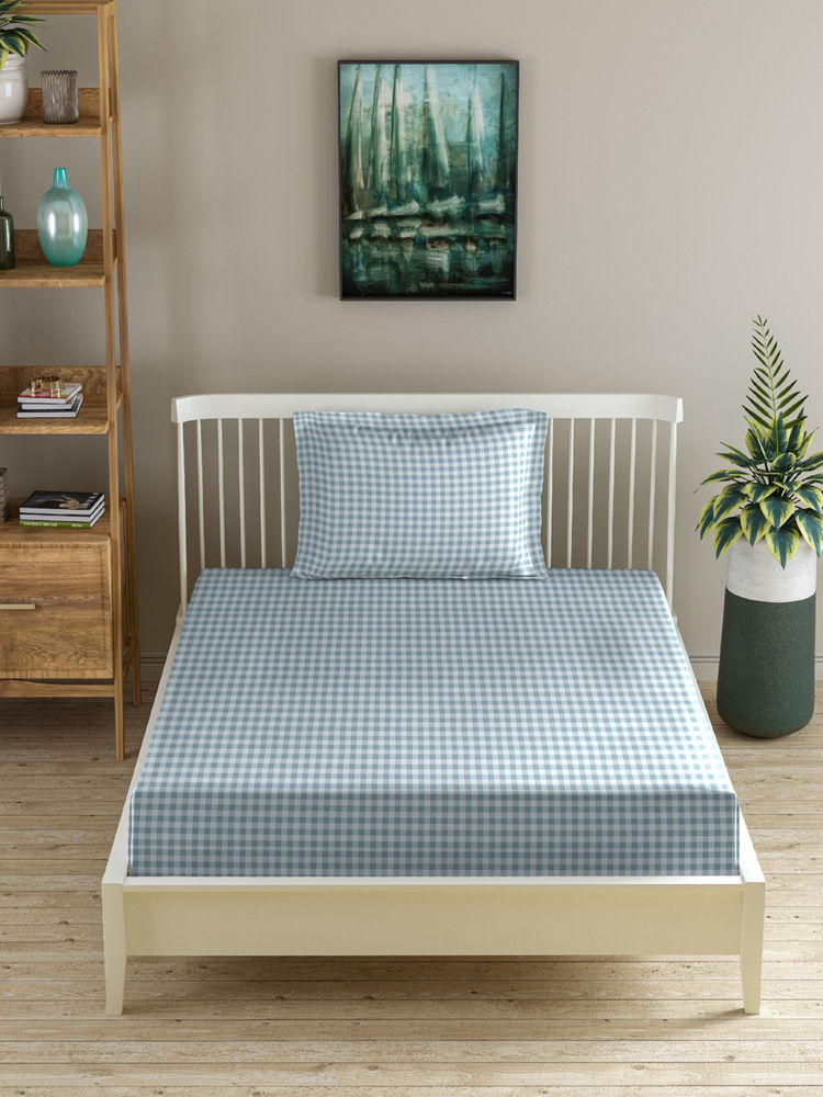 MORADO Premium Glace Cotton Grey Flat Bedsheet with 1 Pillow Cover-picture-41