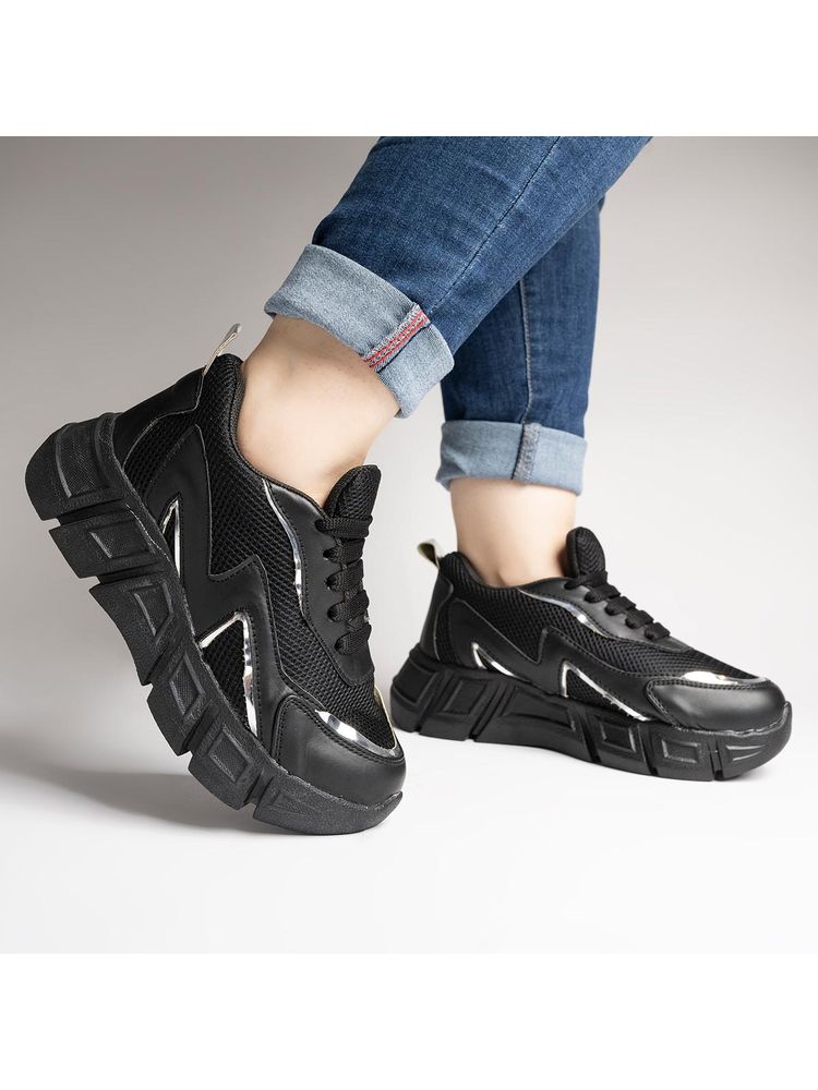 Shoetopia Women Black Running Non-marking Shoes-image-1