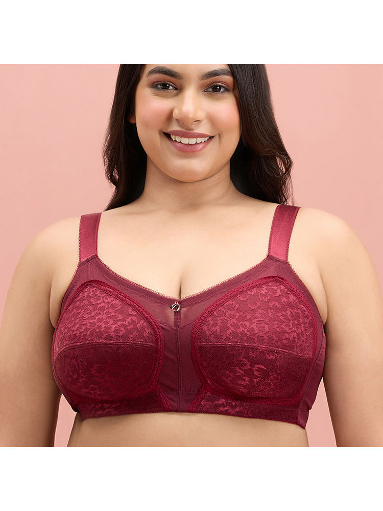 Nykd By Nykaa Ultimate No Bulge, Shape & Support Non Padded Non Wired Lace Bra NYB033 Wine-picture-14
