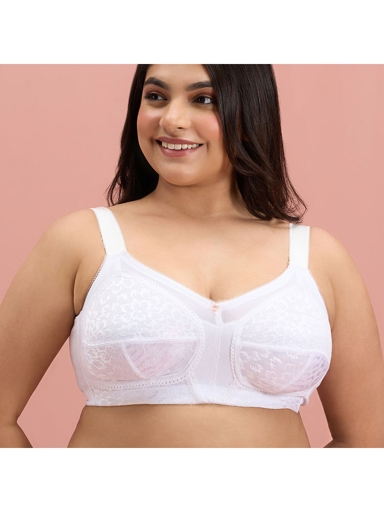Nykd By Nykaa Ultimate No Bulge, Shape & Support Non Padded Non Wired Lace Bra NYB033 White-image-44