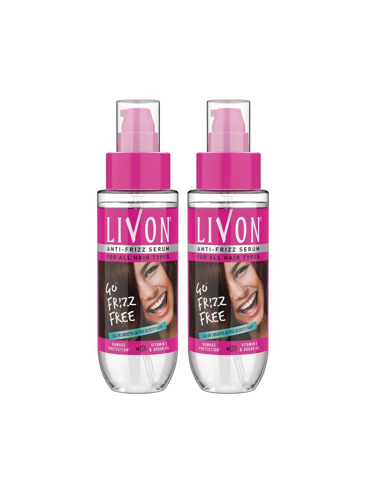 Livon Hair Serum for Women All Hair Types Smooth, Frizz free & Glossy Hair (Pack of 2)