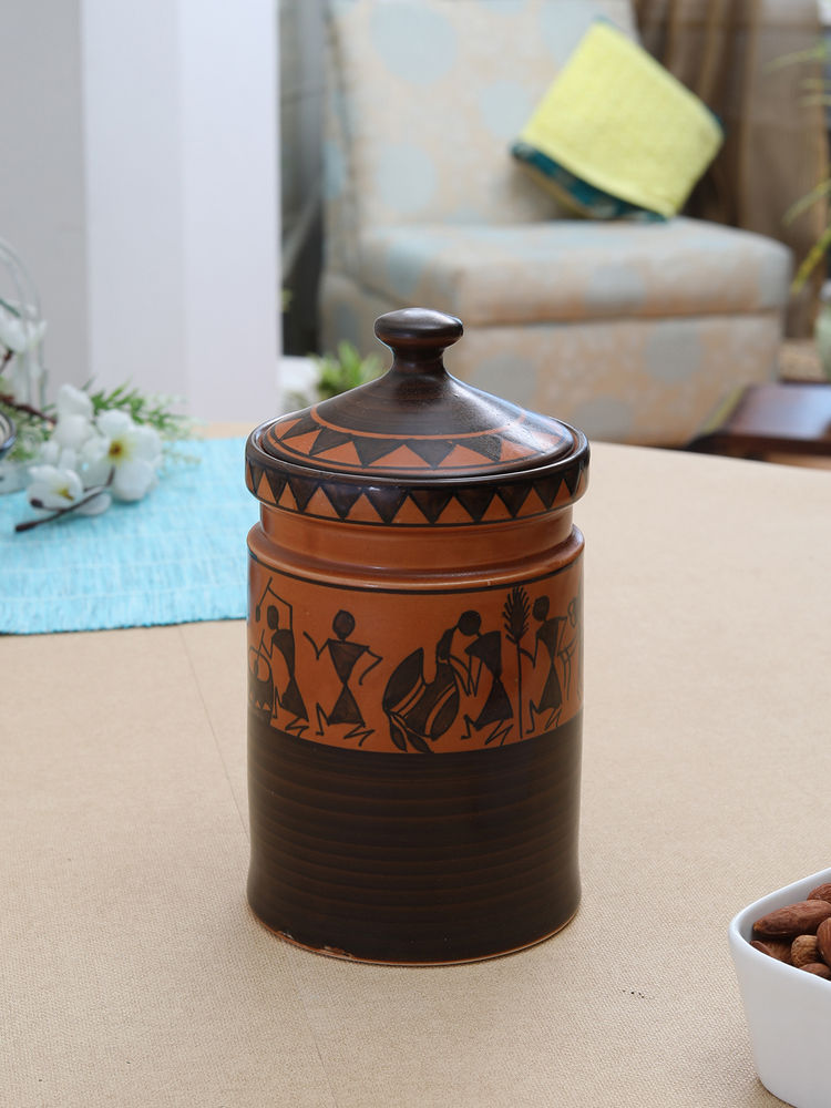 MIAH Decor Handpainted Worli Art Storage Jar-large-picture-16
