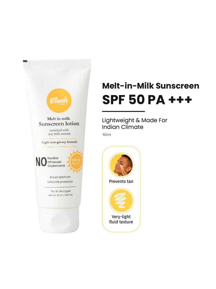 VILVAH Melt-in-milk Sunscreen Acne Safe & Waterproof with SPF 50 PA+++ & No White Cast-image-2