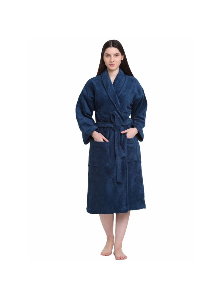 Creeva Blue 100% Cotton Bath Robe