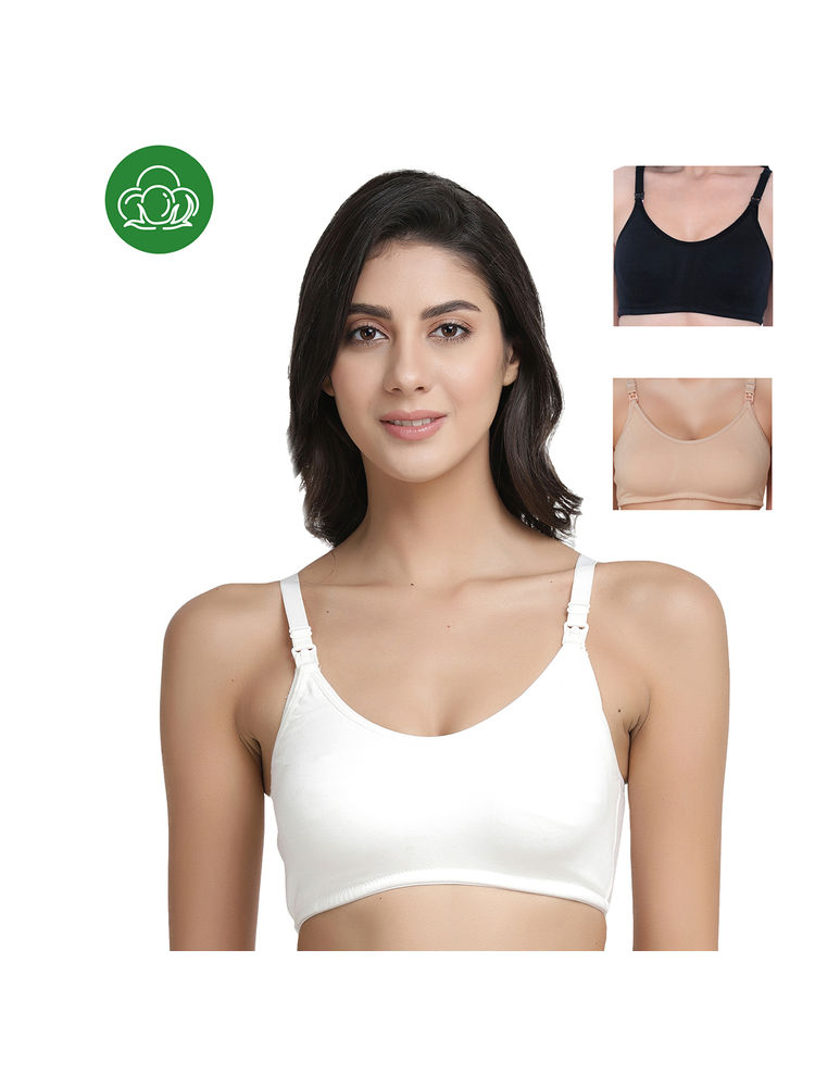 Inner Sense Organic Antimicrobial Soft Nursing Bra Combo of 3 - Multi-Color-picture-27