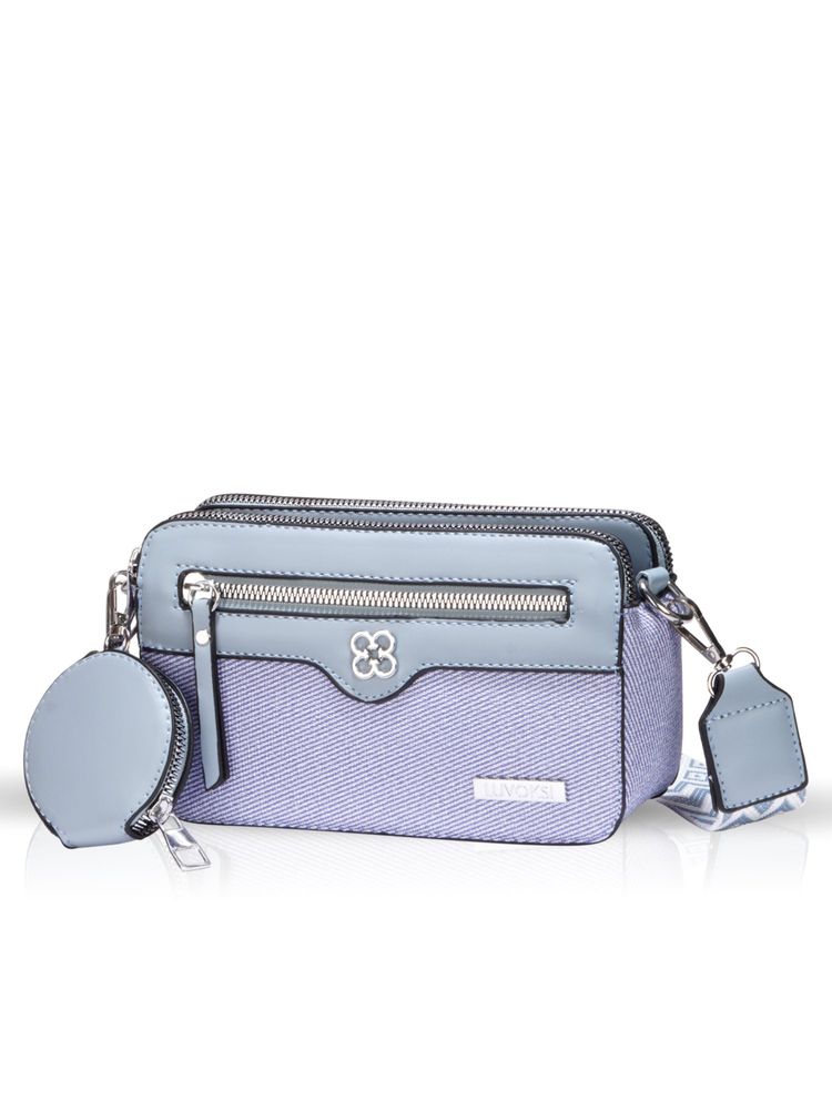 LUVOKSI Blue Citivia Textured Three-Compartment Crossbody Sling Bag-picture-42