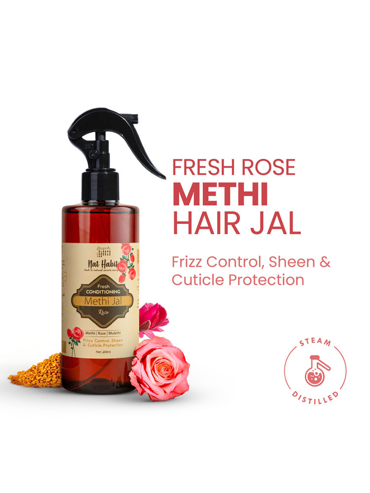 Nat Habit Conditioning Hair Serum - Rose Methi Jal Controls Hairfall With Fenugreek & ACV