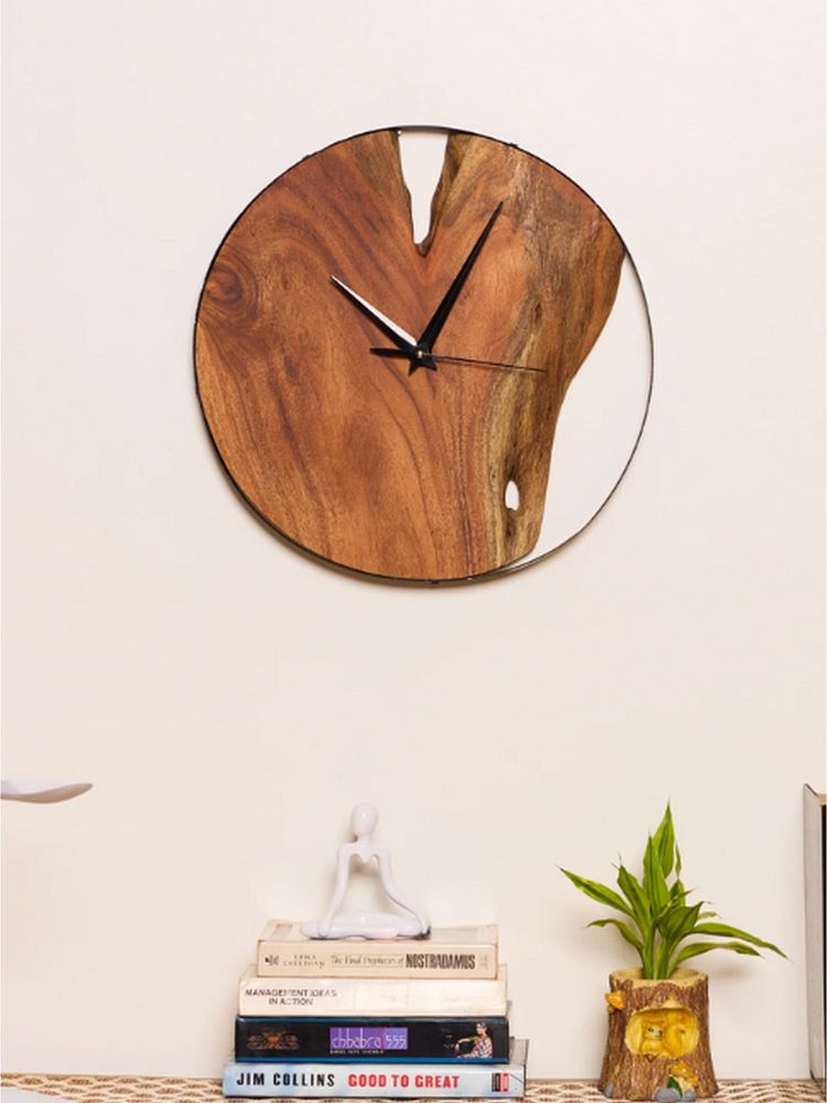 Wewood Elegant Wooden Wall Clock Natural Acacia Wood-image-4