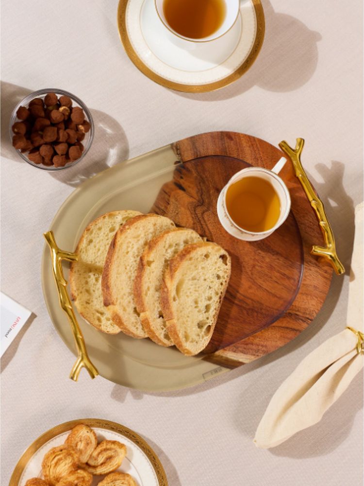 Wewood Wooden Tray With Handles Acacia Wood Resin Finish-image-8