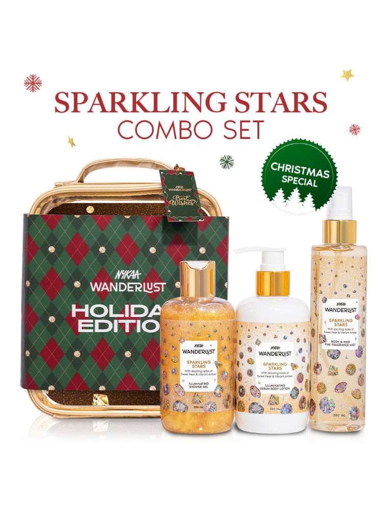 Wanderlust Sparkling Stars Luxury Perfume Christmas Gift Set Body Wash, Lotion, Mist Fruity Vanilla-picture-14
