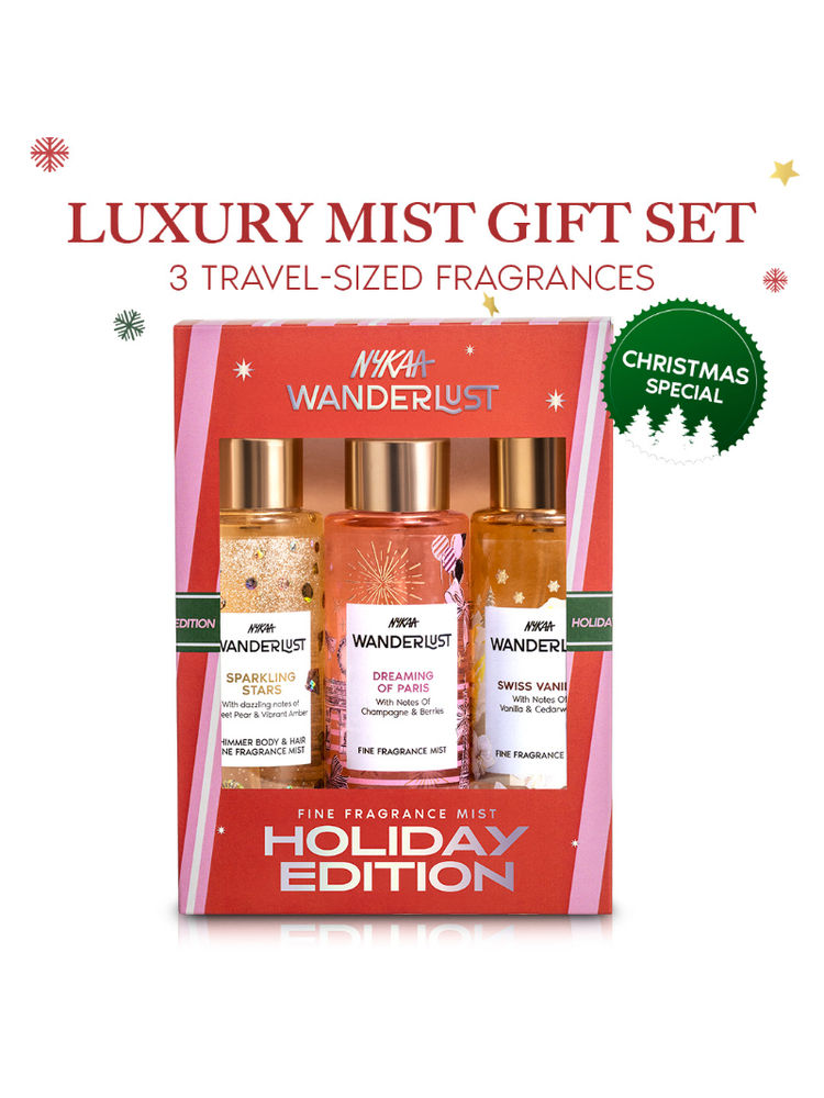 Wanderlust Set Of 3 Fine Fragrance Mist Luxury Christmas Gift Set (Champagne, Berries, Vanilla)-image-1