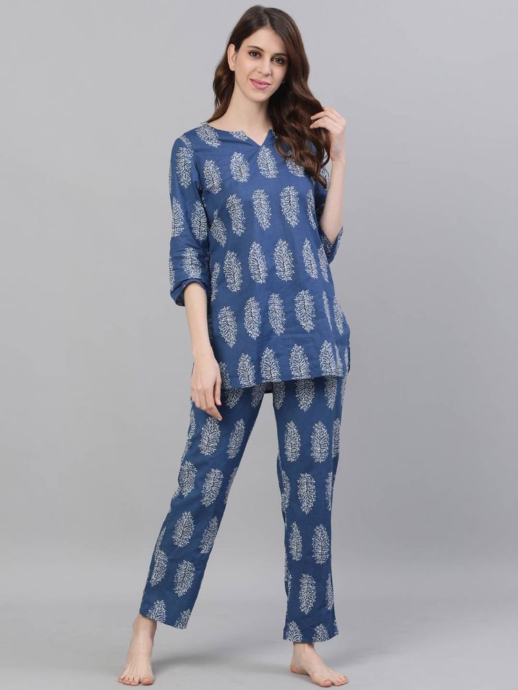 Jaipur Kurti Printed Loungewear - Blue