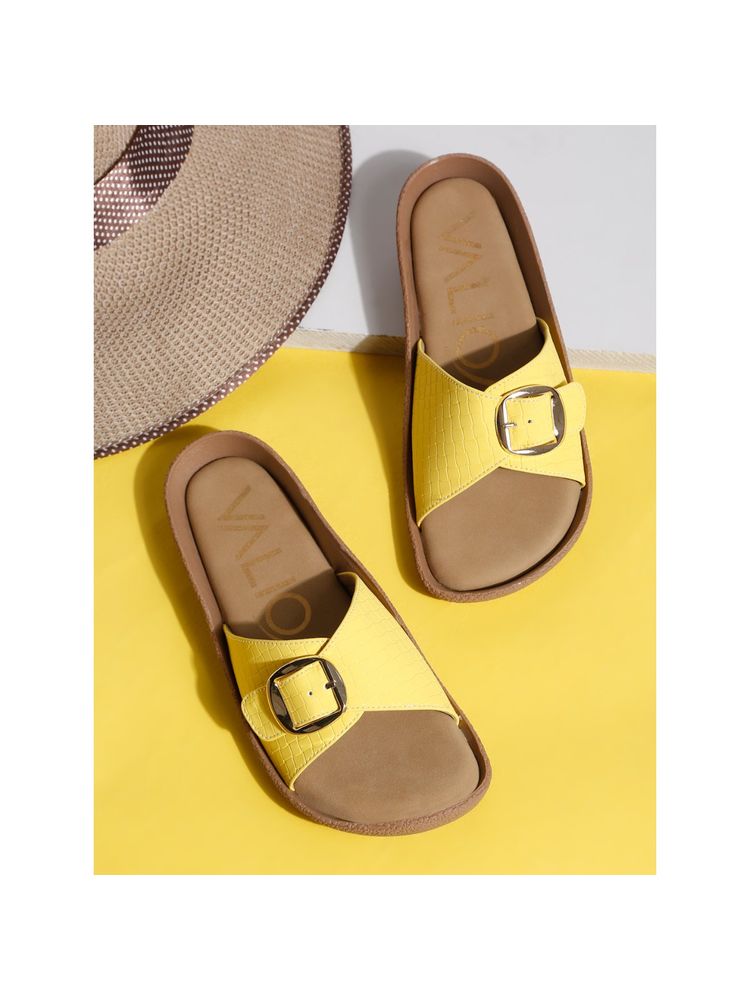 VALIOSAA Yellow Color Casual Sandals-image-2