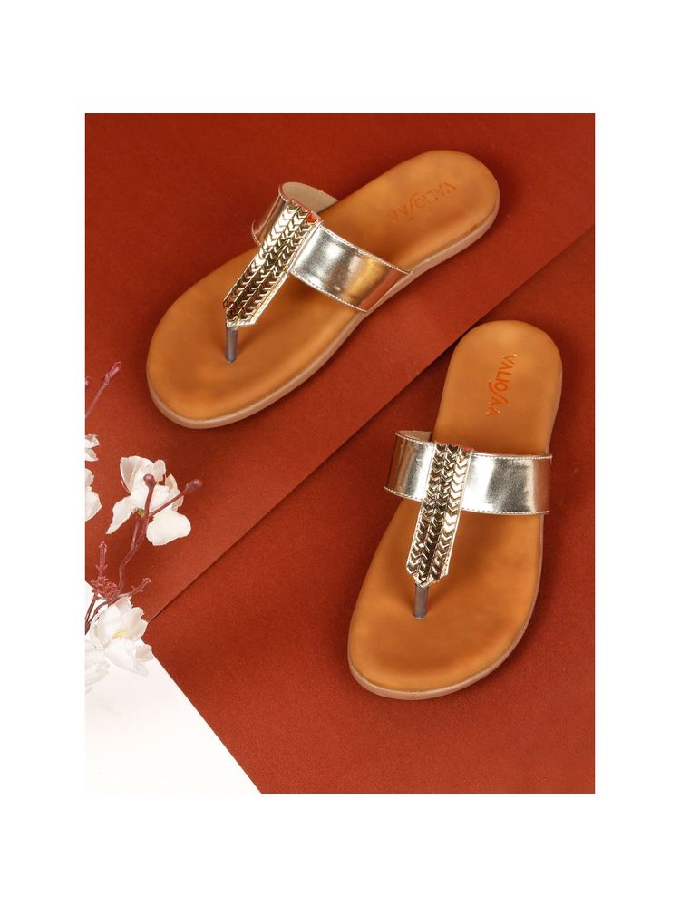 VALIOSAA Gold Color Casual Sandals-image-48