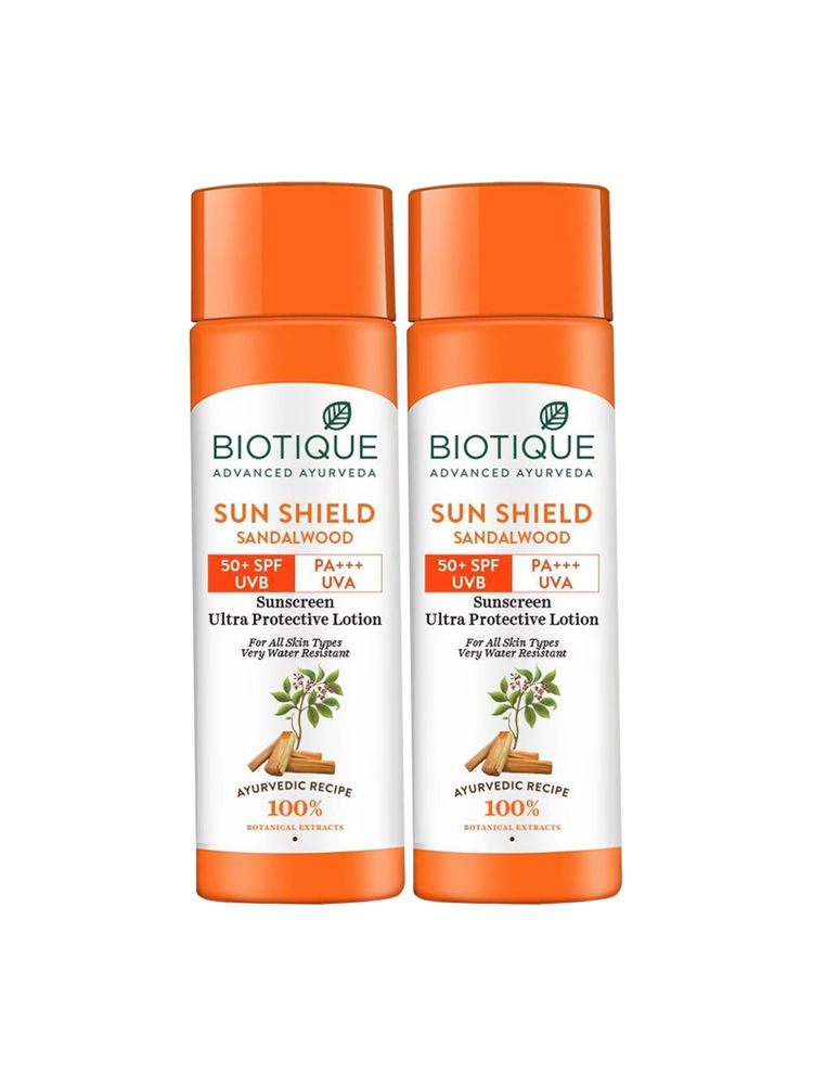 Biotique Sun Shield Sandalwood Ultra Protective Lotion 50+ SPF Sunscreen - Pack Of 2