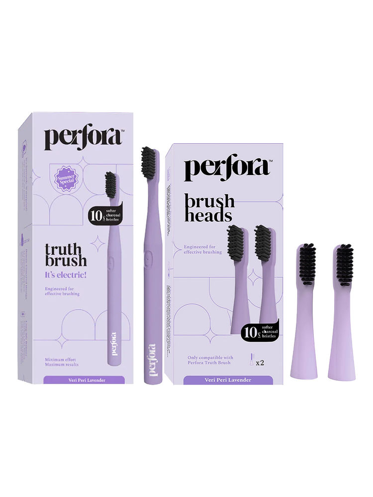 Perfora Electric Toothbrush - Veri Peri Lavender + Brush Head Refill Combo