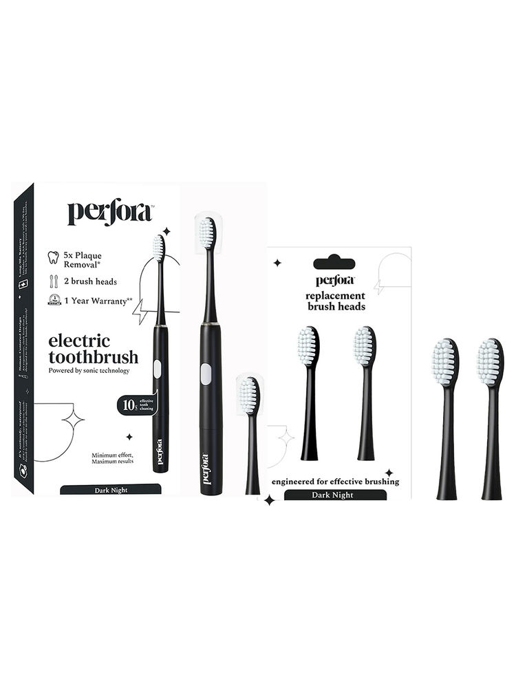 Perfora Electric Toothbrush - Dark Night + Brush Heads Combo