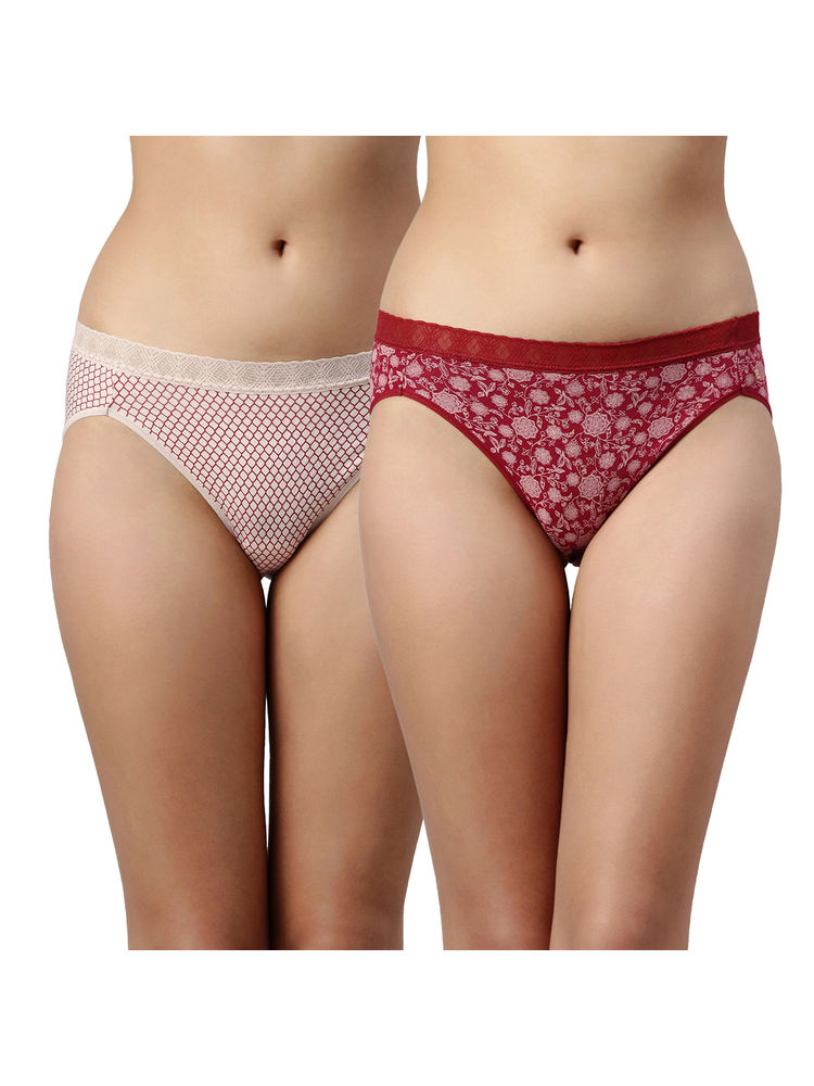 Enamor Antimicrobial & Stain Cotton Hipster Panty-CH06 Multi-Color (Pack of 2)-picture-13