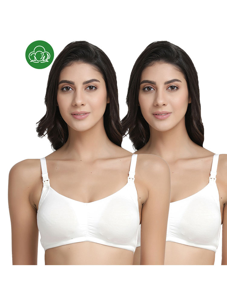 Inner Sense Organic Antimicrobial Soft Feeding Bra with Removable Pads Pack of 2 - White-picture-28