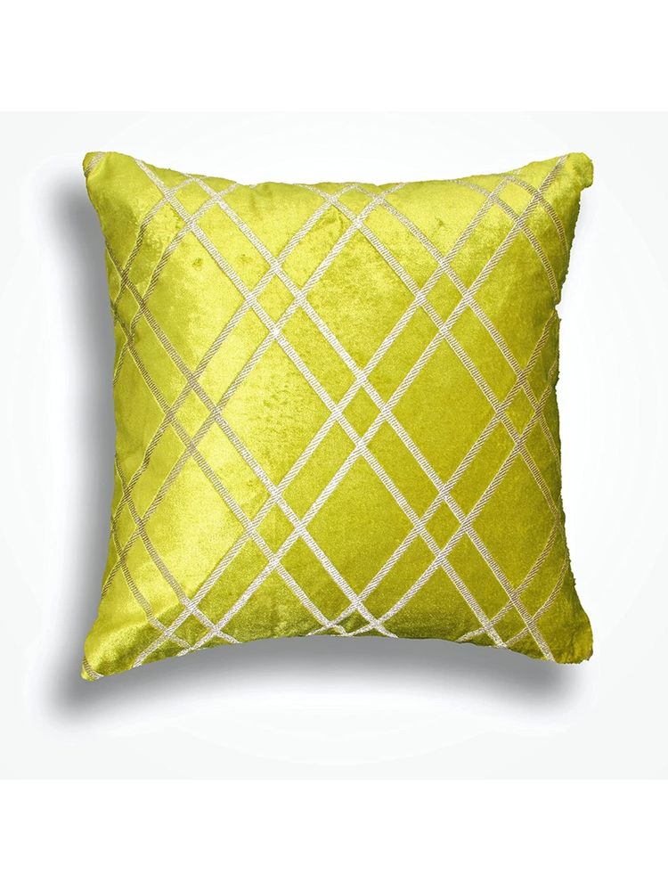 SHADES OF LIFE Green Velvet Cushion With Geometric Print 16X16-image-32