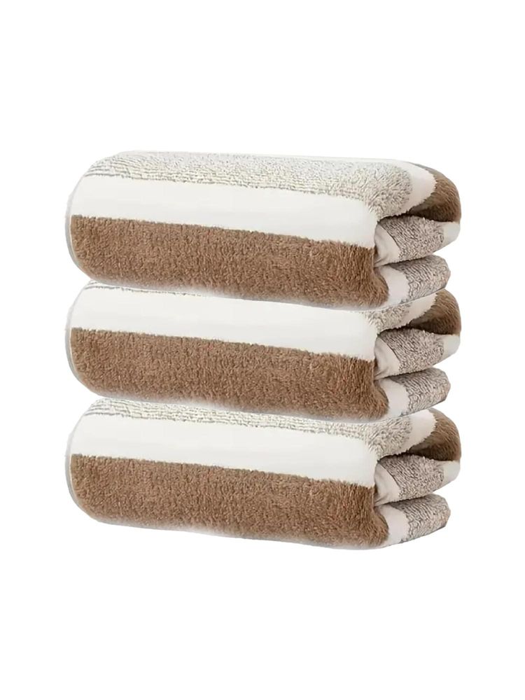 Black Gold Hand Towel For Face, Gym, Travel & Bathroom Brown & White (Pack of 3)-image-1