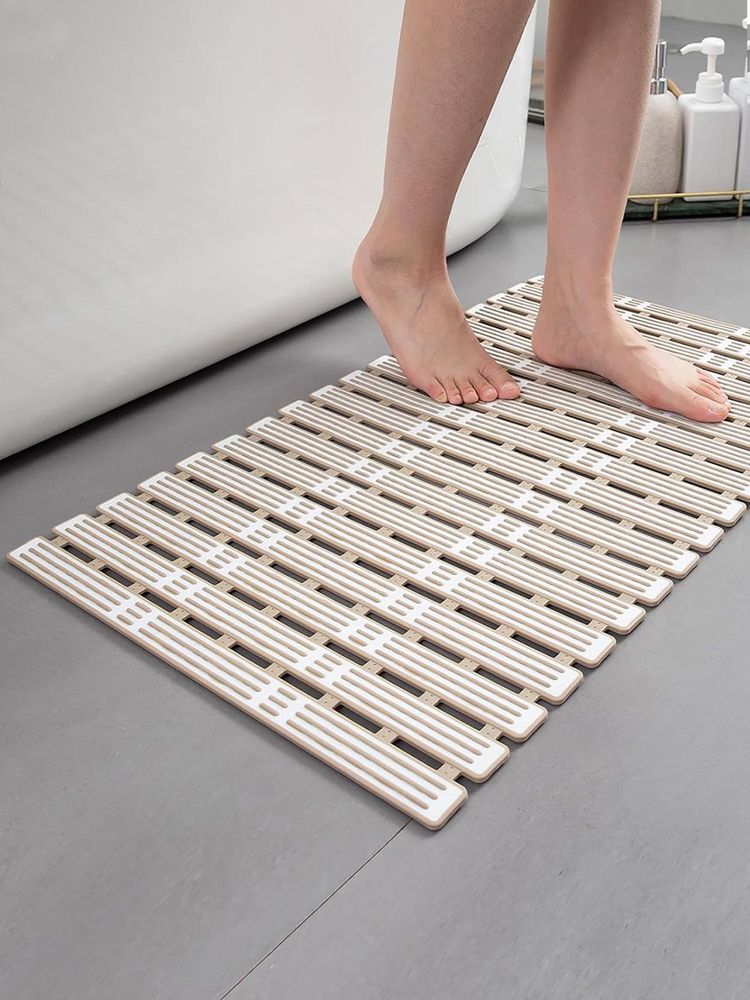 BIANCA Anti Slip Bath Mat -1Pc (Eurogrid) Stripe-Beige White-image-21