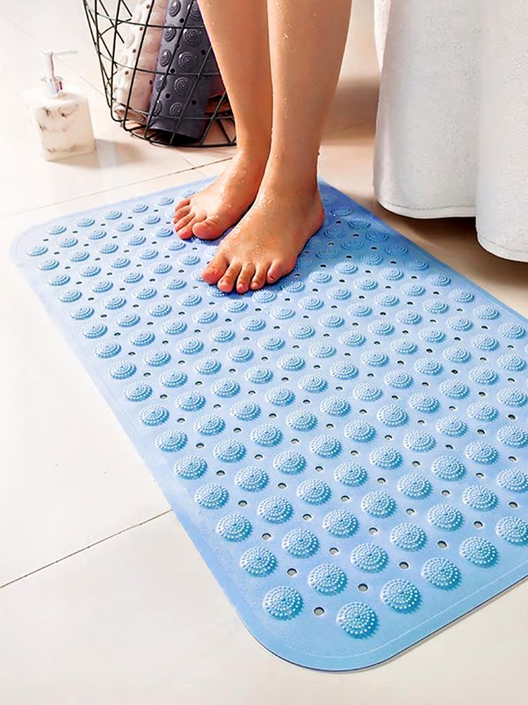 BIANCA Soft Rubber Anti Slip Bath Mat -1Pc (Rubberize) Dotted-Powder Blue-image-47