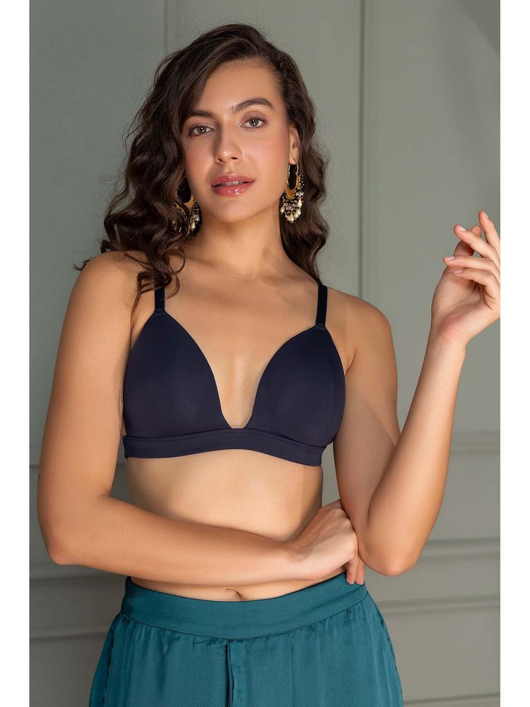 Chelvet Solid Lightly Padded Half Coverage Plunge Bra-picture-20