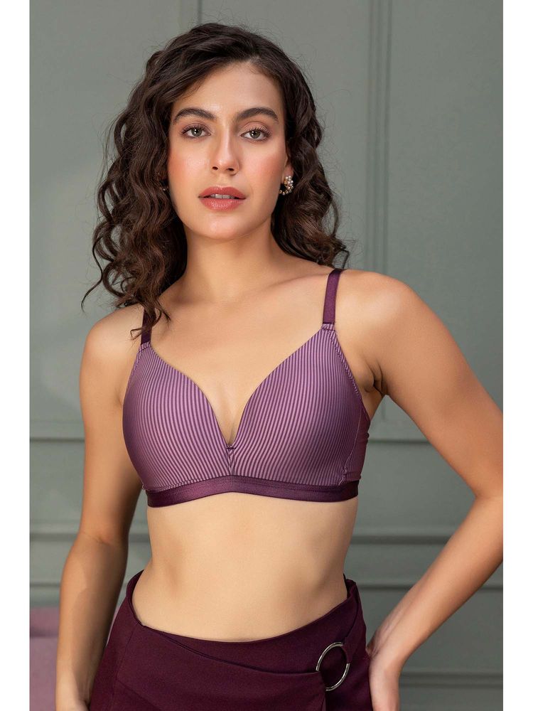 Chelvet Women Purple Medium Coverage Non-Wired Lightly Padded Everyday Bra-image-5