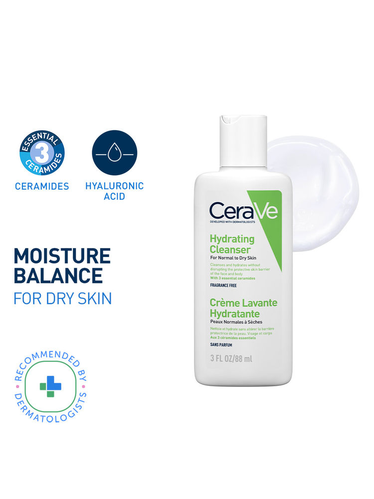 CeraVe Hydrating Cleanser Non-Foaming Face Wash for Dry Skin with Ceramides, Dermatologist Recommend