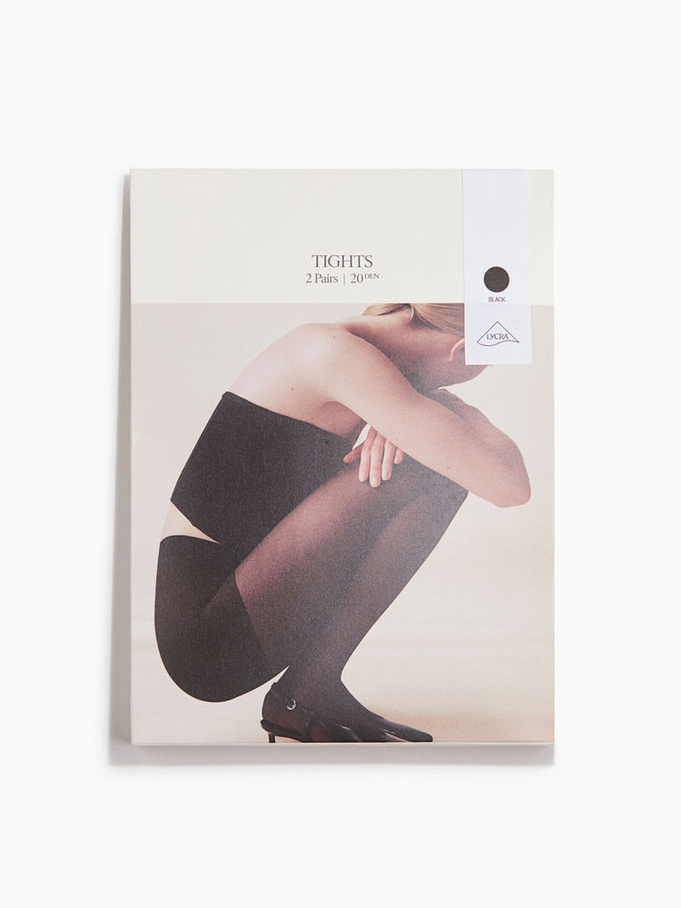 H&M Women Black 2-Pack Tights 20 Denier With Lycra-picture-18