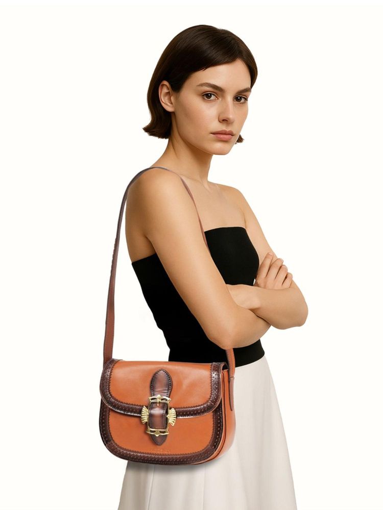 Hidesign Churro 02 Genuine Leather Womens Shoulder Bag - Orange-image-17