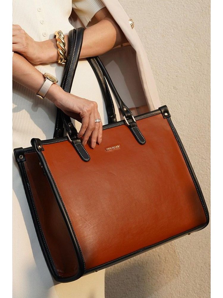 MINI WESST Hannah Classic Tote Bag With Detachable Strap - Brown-picture-10