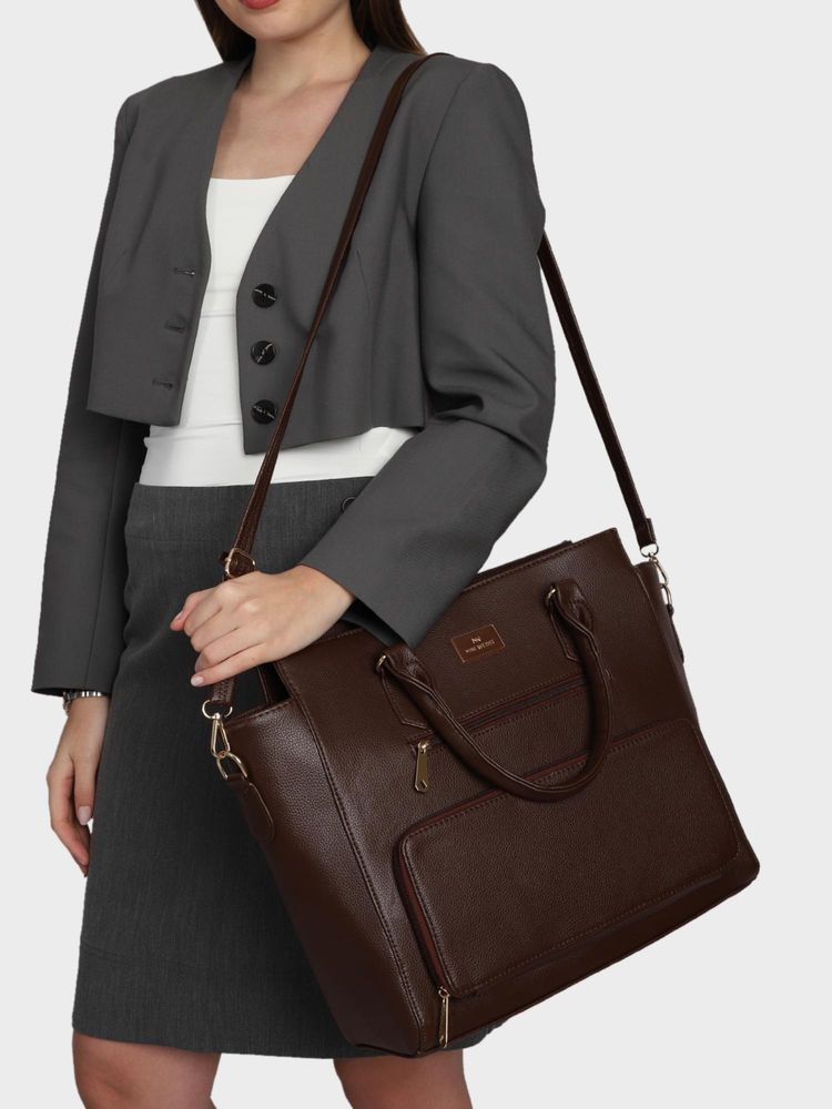 MINI WESST Hilary Classic Lunch Tote Bag With Detachable Strap - Brown-picture-24