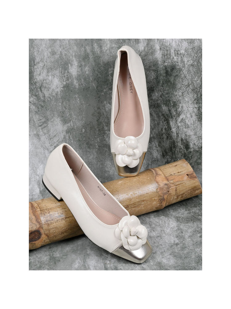 Ronnie Grey Women Off White Solid Pump Heels-image-32