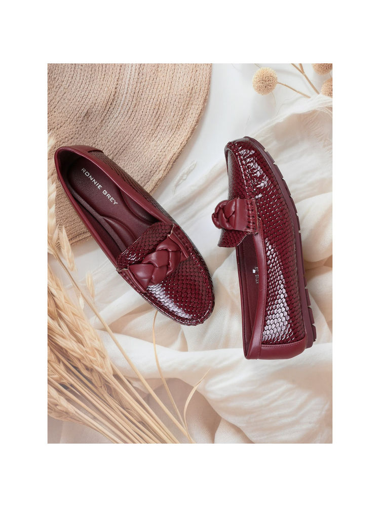Ronnie Grey Women Maroon Animal Print Loafers-picture-11