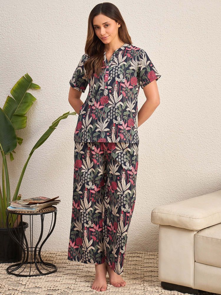 July Nightwear Women Cotton Navy Blue Top & Pyjama-picture-25