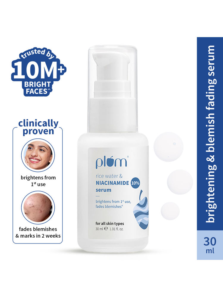Plum 10% Niacinamide Brightening Face Serum With Rice Water & Ferment - Fades Blemishes & Acne Marks