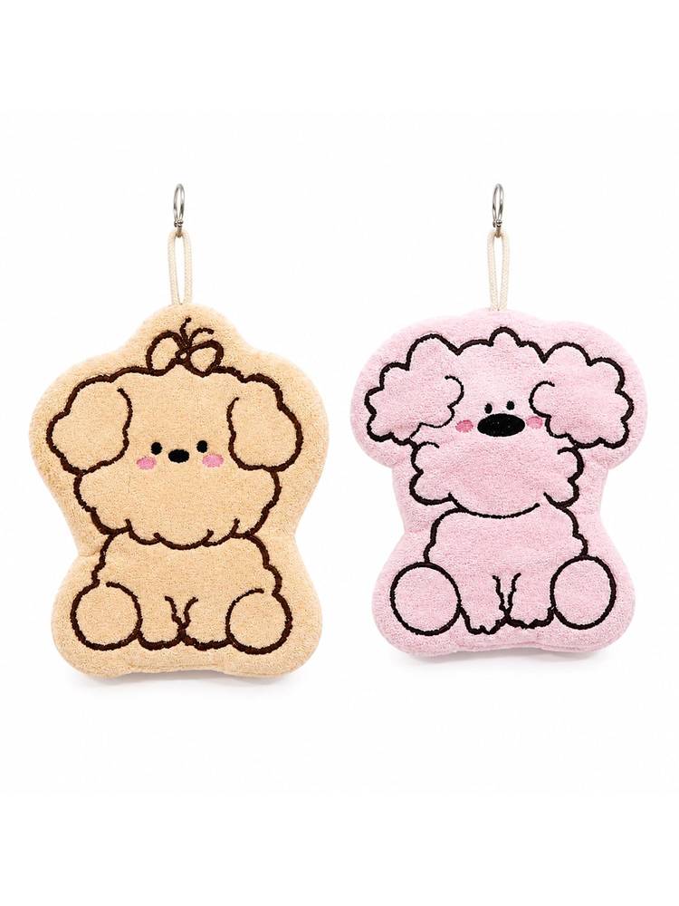 House of Quirk Pink Beige Soft Coral Fleece Hanging Kitchen & Bathroom Towels (Pack of 2)