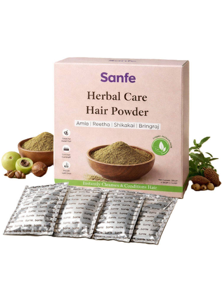 Sanfe Amla Reetha Shikakai Bhringraj Herbal Care Hair Powder - Set Of 4-picture-15
